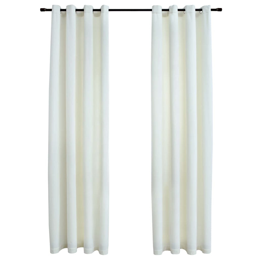 Gordijn Verduisterend Met Ringen Fluweel 140 x 175 cm Crème