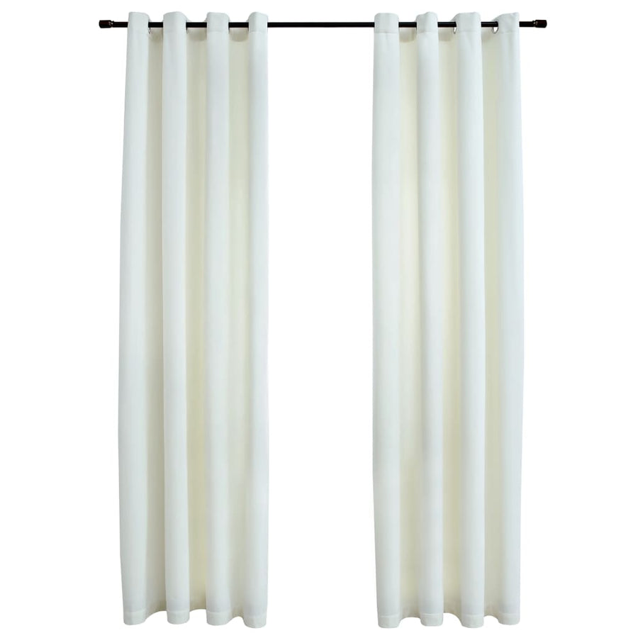 Gordijn Verduisterend Met Ringen Fluweel 140 x 225 cm Crème