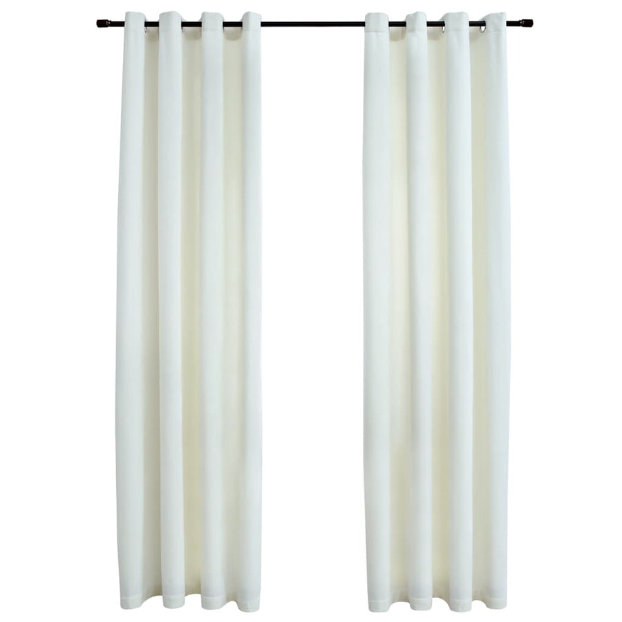 Gordijn Verduisterend Met Ringen Fluweel 140 x 245 cm Crème