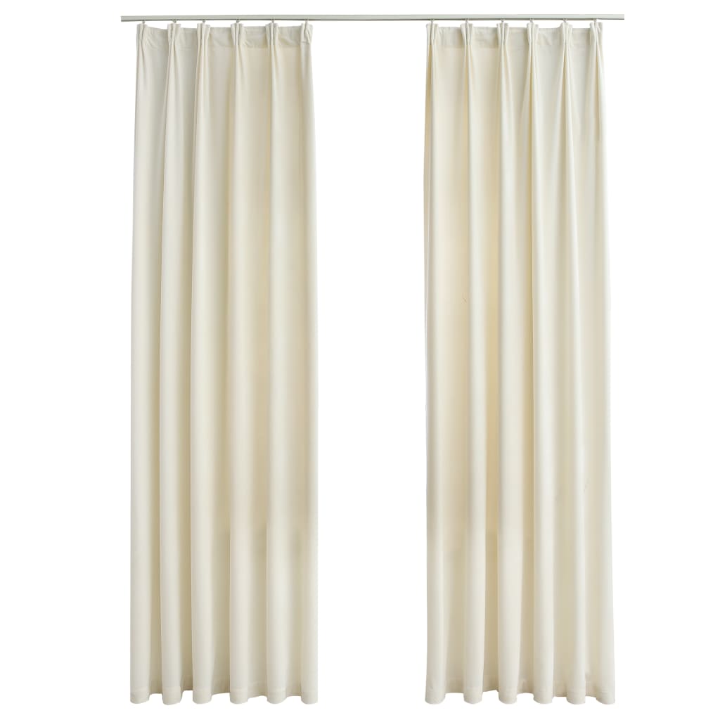 Gordijnen Verduisterend Met Haken Fluweel 140 x 225 cm Crème
