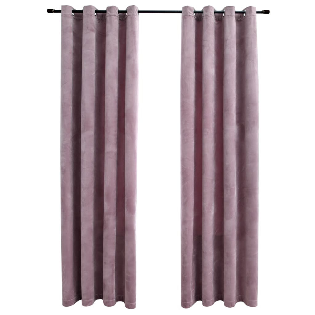 Gordijnen Verduisterend Met Ringen Fluweel Roze 140 x 175 cm Antiekroze
