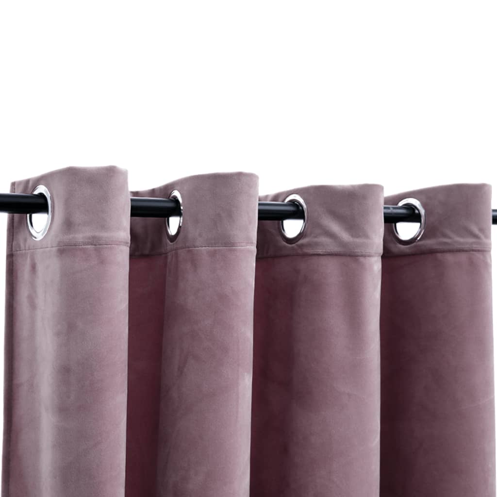 Gordijnen Verduisterend Met Ringen Fluweel Roze 140 x 175 cm Antiekroze