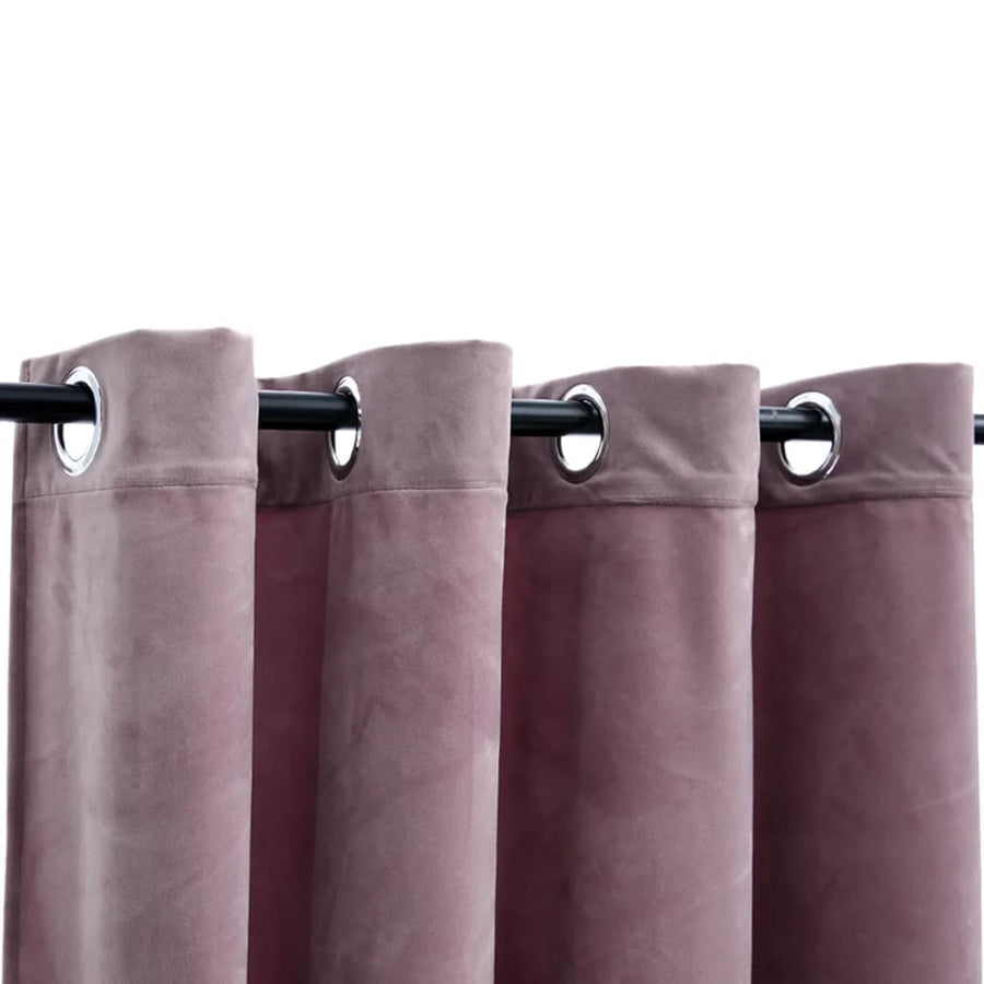 Gordijnen Verduisterend Met Ringen Fluweel Roze 140 x 225 cm Antiekroze