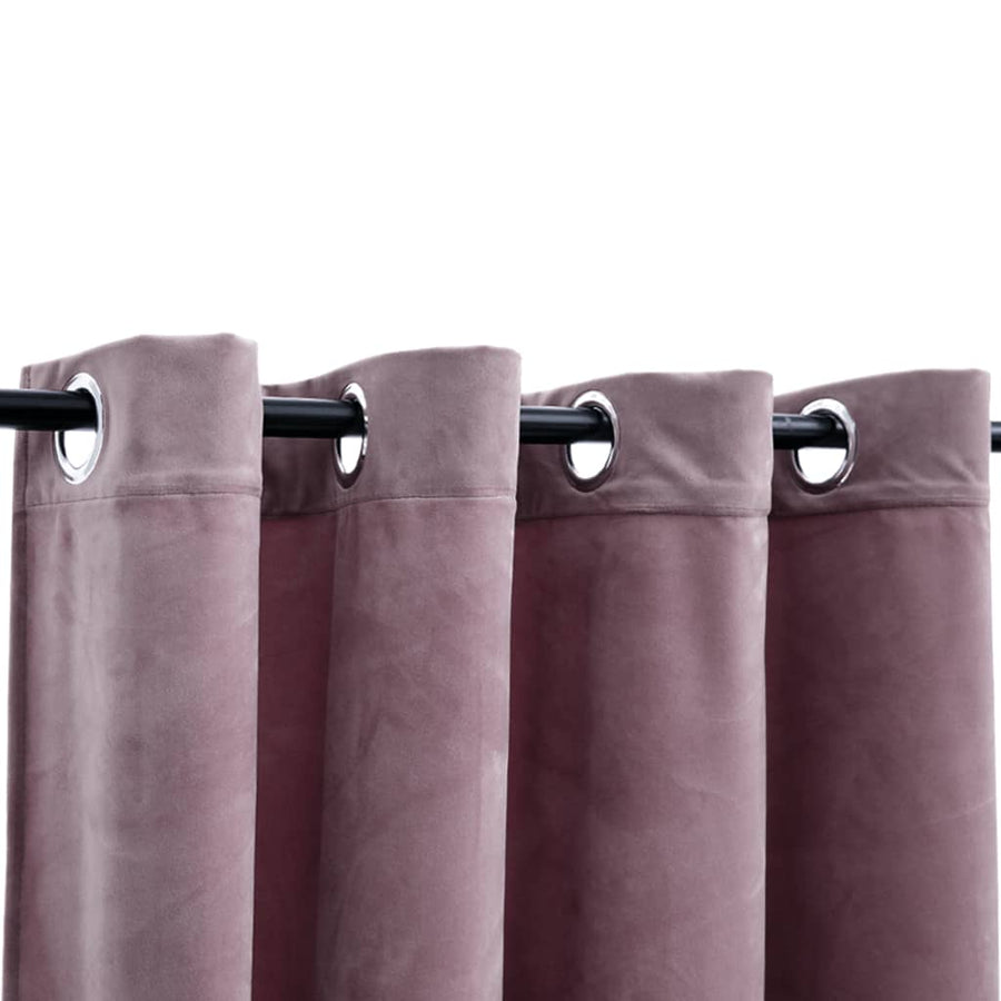 Gordijnen Verduisterend Met Ringen Fluweel Roze 140 x 245 cm Antiekroze