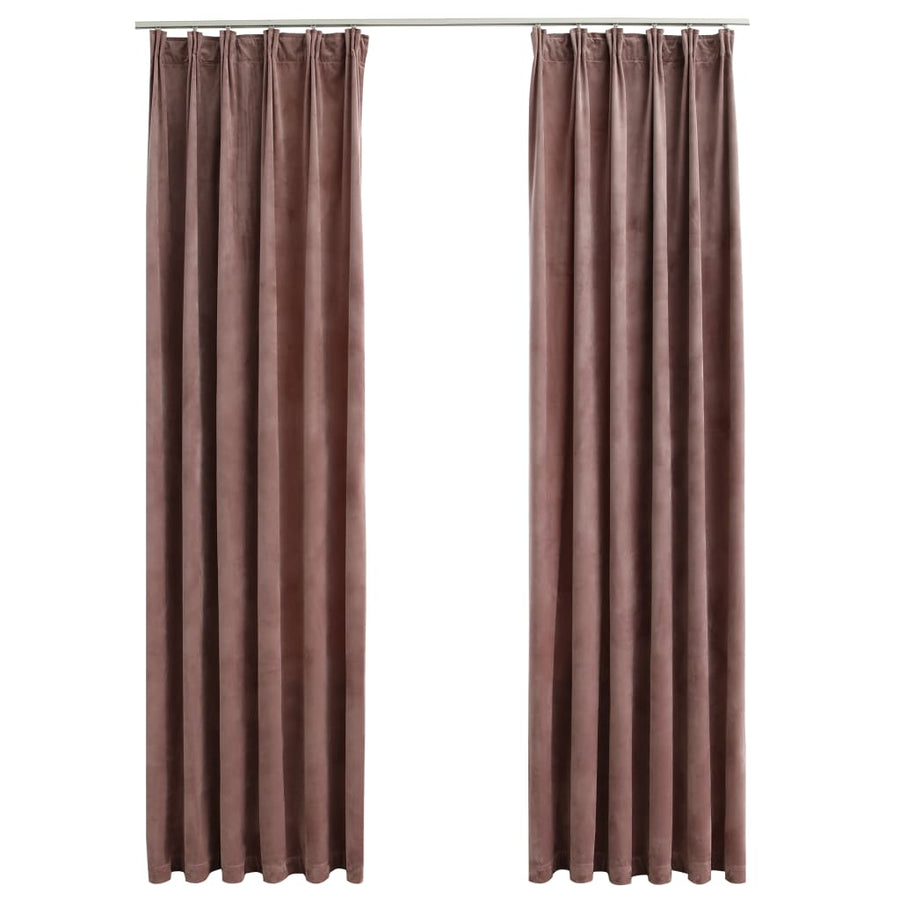 Gordijnen Verduisterend Met Haken 140X5 Cm Fluweel Roze 140 x 225cm Antiekroze