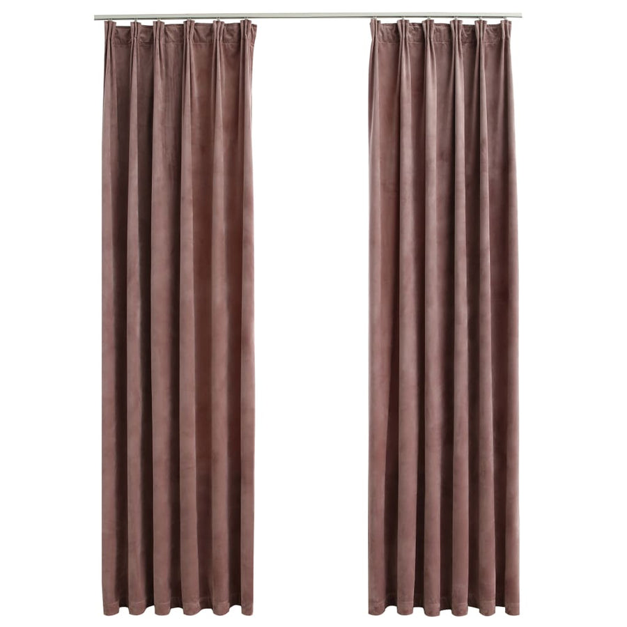 Gordijnen Verduisterend Met Haken 140X45 Cm Fluweel Roze 140 x 245cm Antiekroze