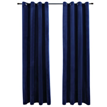 Gordijn Verduisterend Met Ringen Fluweel Blauw 140 x 175 cm Donkerblauw