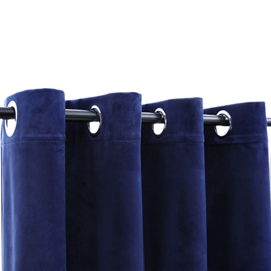 Gordijn Verduisterend Met Ringen Fluweel Blauw 140 x 175 cm Donkerblauw