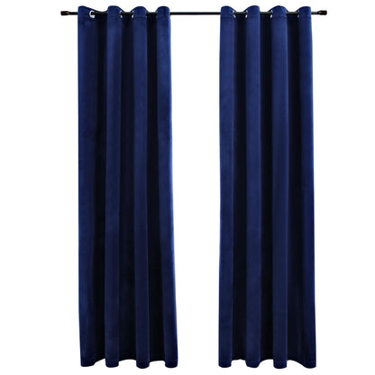 Gordijn Verduisterend Met Ringen Fluweel Blauw 140 x 225 cm Donkerblauw