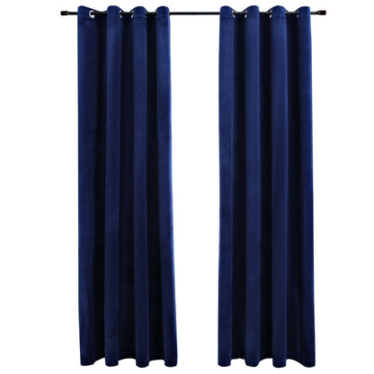 Gordijn Verduisterend Met Ringen Fluweel Blauw 140 x 245 cm Donkerblauw