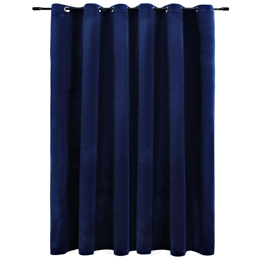 Gordijn Verduisterend Met Ringen 290X245 Cm Fluweel Blauw Donkerblauw