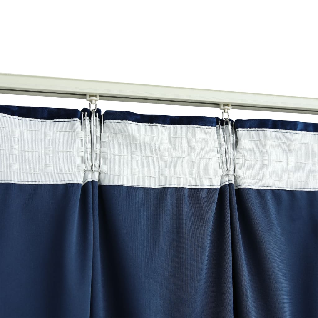 Gordijnen Verduisterend Met Haken Fluweel Blauw 140 x 175 cm Donkerblauw