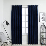 Gordijnen verduisterend 2 st 140x175 cm fluweel blauw