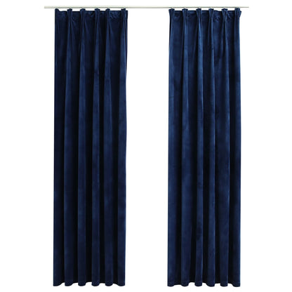 Gordijnen Verduisterend Met Haken Fluweel Blauw 140 x 225 cm Donkerblauw