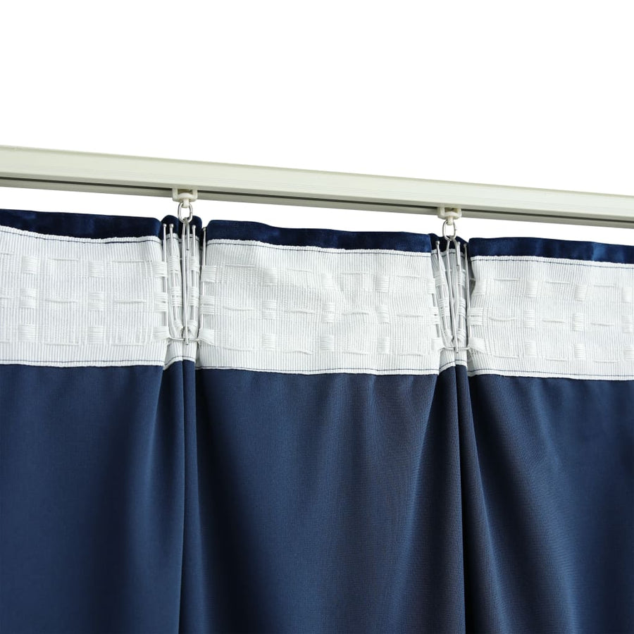 Gordijnen Verduisterend Met Haken Fluweel Blauw 140 x 225 cm Donkerblauw