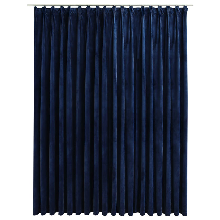 Gordijn Verduisterend Met Haken 290X245 Cm Fluweel Blauw Donkerblauw