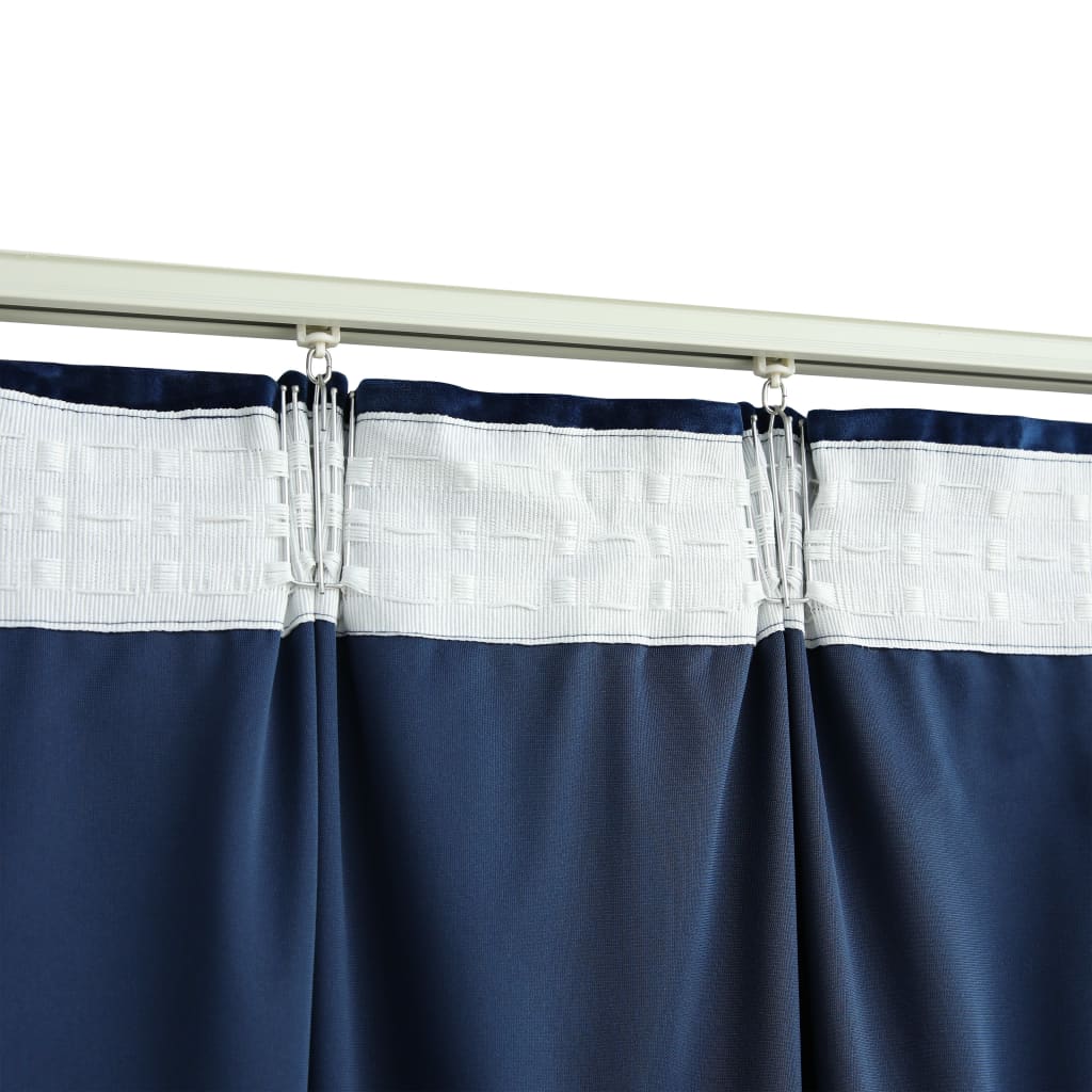 Gordijn Verduisterend Met Haken 290X245 Cm Fluweel Blauw Donkerblauw