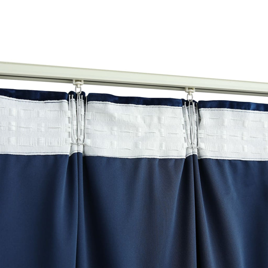 Gordijn Verduisterend Met Haken 290X245 Cm Fluweel Blauw Donkerblauw