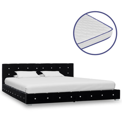 Bed met traagschuim matras fluweel zwart 180x200 cm