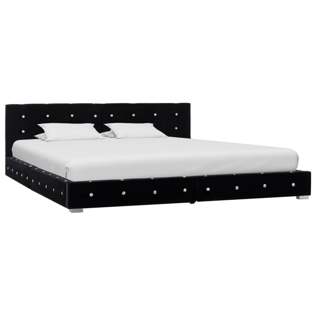 Bed met traagschuim matras fluweel zwart 180x200 cm