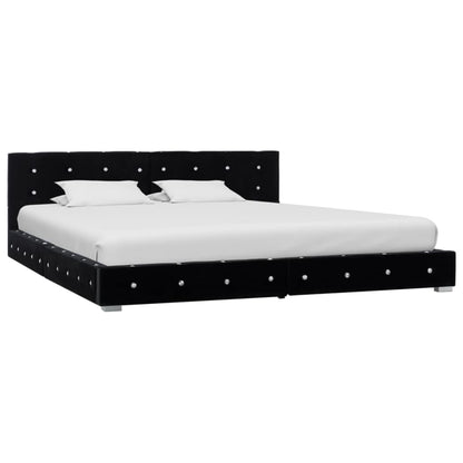Bed met traagschuim matras fluweel zwart 180x200 cm