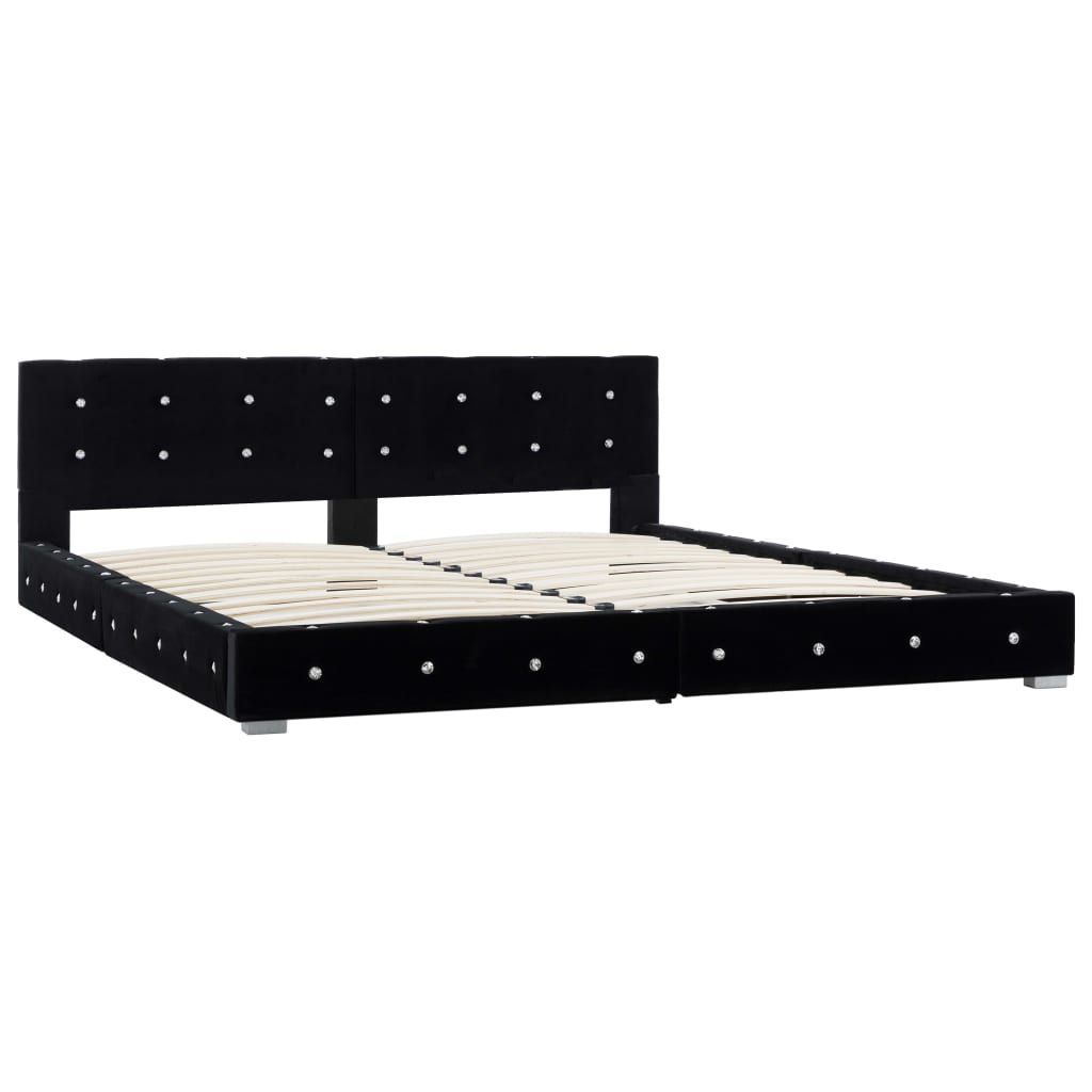 Bed met traagschuim matras fluweel zwart 180x200 cm