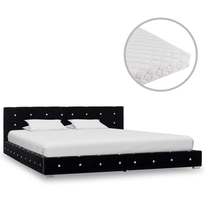 Bed met matras fluweel zwart 180x200 cm