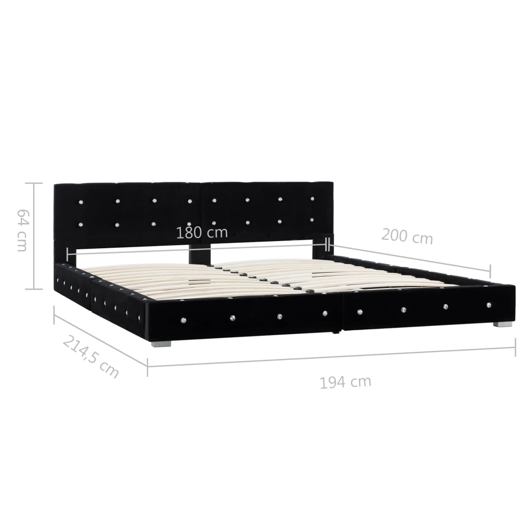 Bed met matras fluweel zwart 180x200 cm