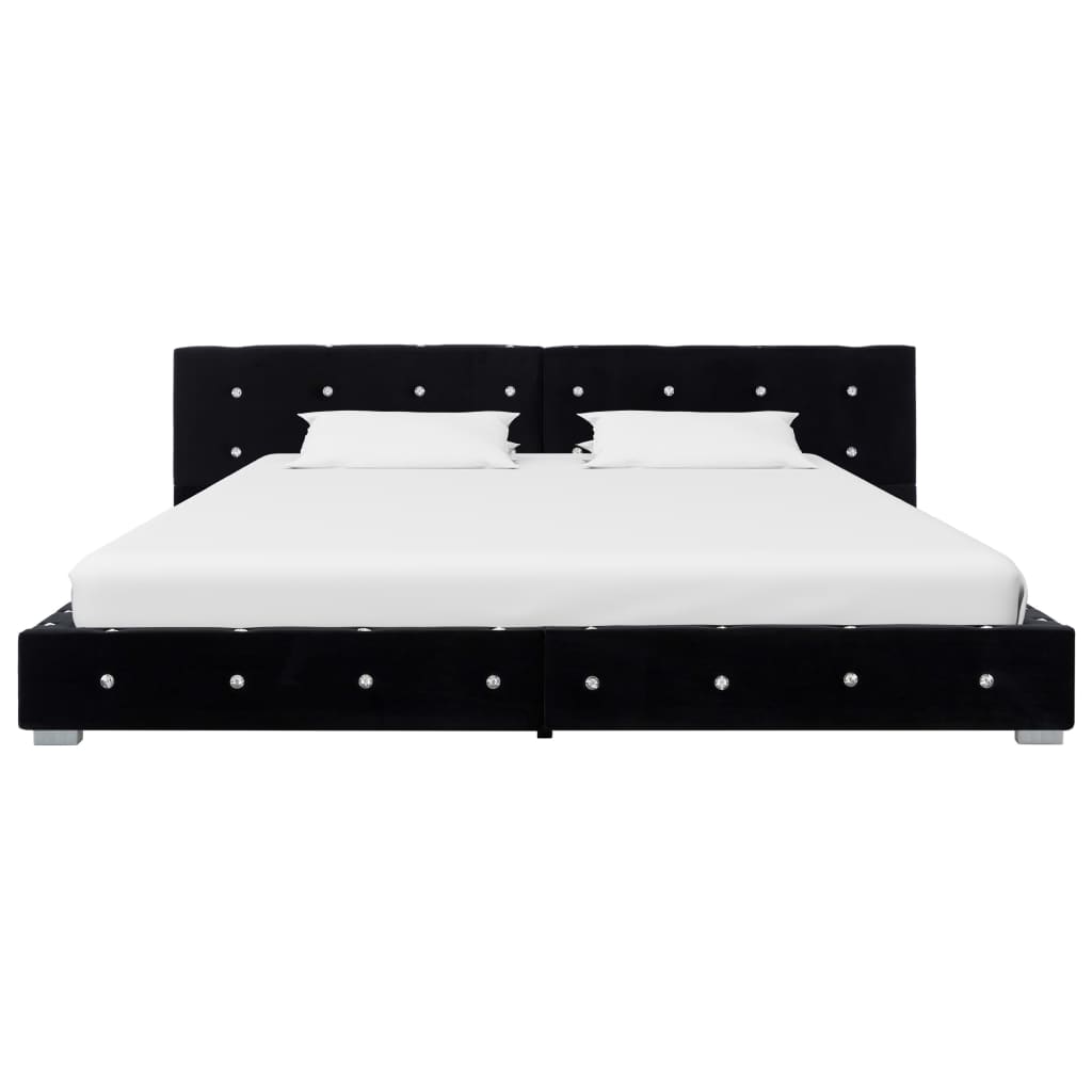 Bed met matras fluweel zwart 180x200 cm