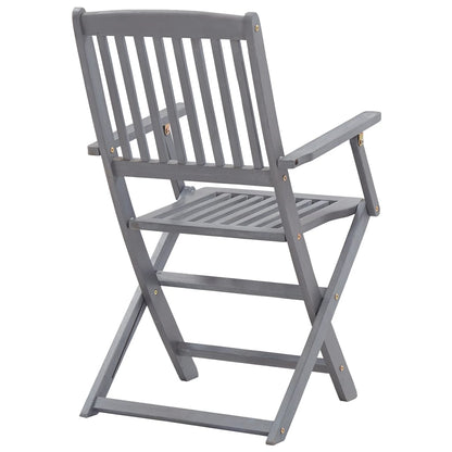 Tuinstoelen Inklapbaar Massief Acaciahout Grijs 2 Met armleuning