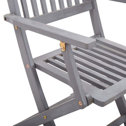 Tuinstoelen Inklapbaar Massief Acaciahout Grijs 2 Met armleuning