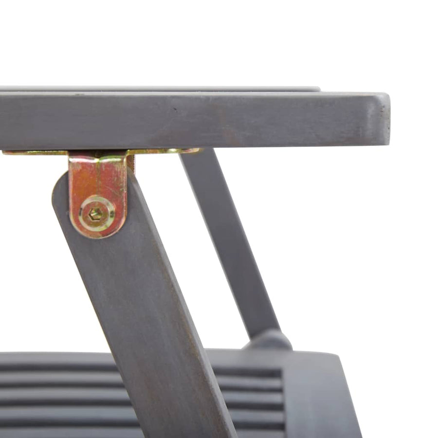 Tuinstoelen Inklapbaar Massief Acaciahout Grijs 2 Met armleuning
