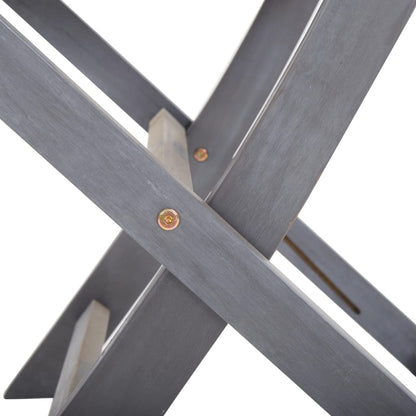 Tuinstoelen Inklapbaar Massief Acaciahout Grijs 2 Zonder armleuning