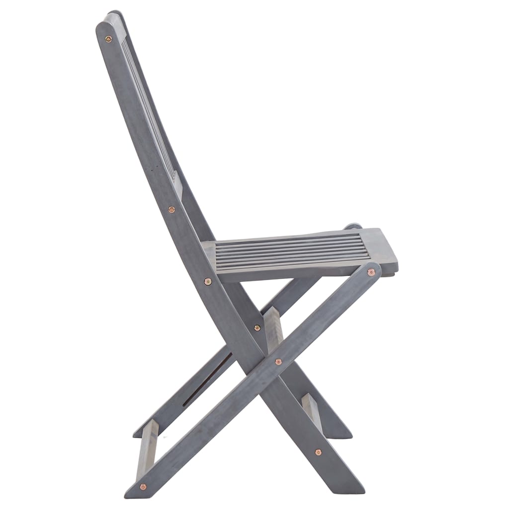 Tuinstoelen Inklapbaar Massief Acaciahout Grijs 4 Zonder armleuning