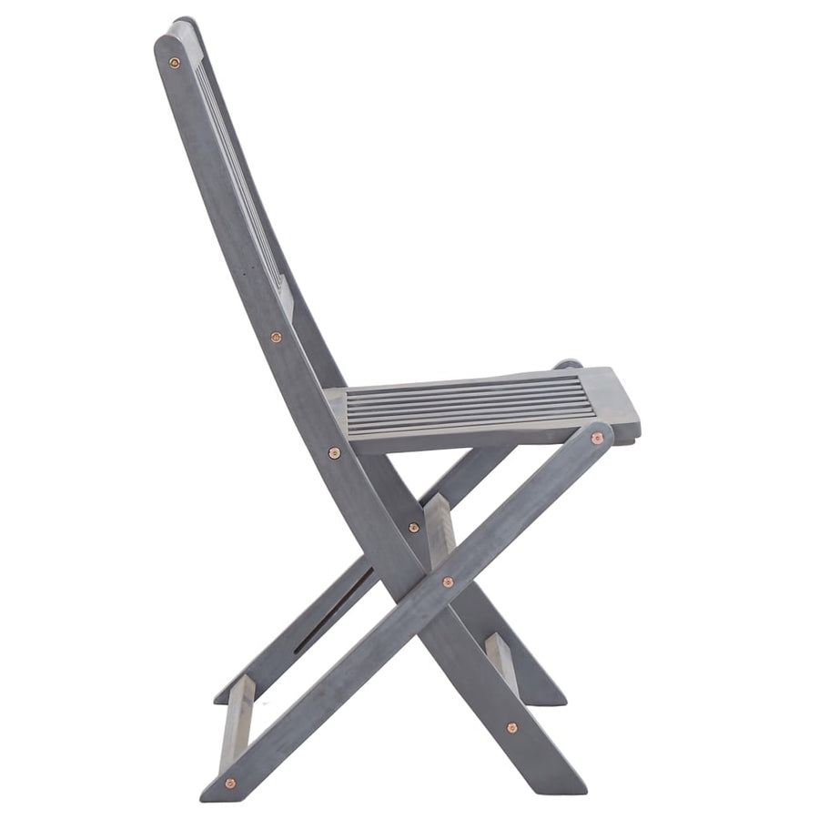 Tuinstoelen Inklapbaar Massief Acaciahout Grijs 4 Zonder armleuning