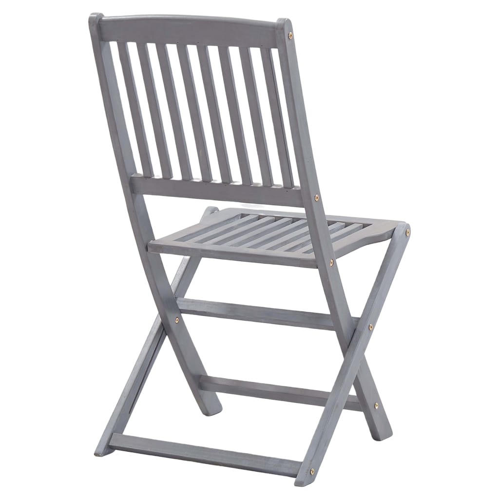 Tuinstoelen Inklapbaar Massief Acaciahout Grijs 4 Zonder armleuning