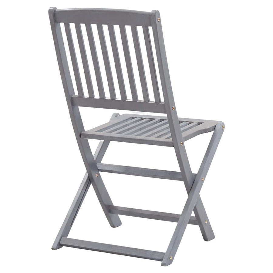 Tuinstoelen Inklapbaar Massief Acaciahout Grijs 4 Zonder armleuning