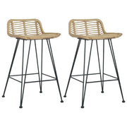 Barstoelen 2 stuks polyrattan naturel 46x48x79 cm
