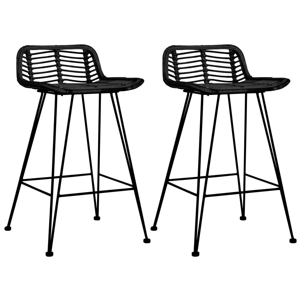 Barstoelen Rattan Zwart