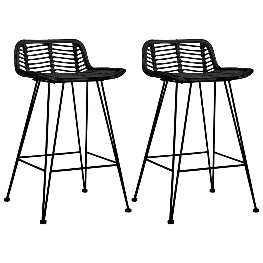 Barstoelen Rattan Zwart