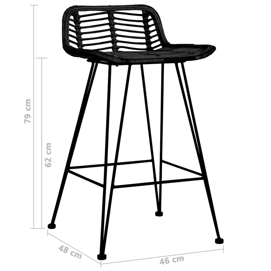 Barstoelen Rattan Zwart
