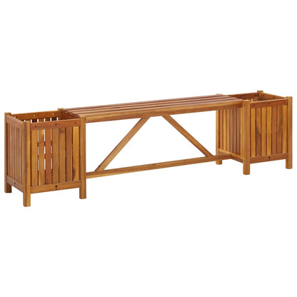 Tuinbank Met 2 Bloembakken Massief Acaciahout 150 x 30 x 40 cm Bruin