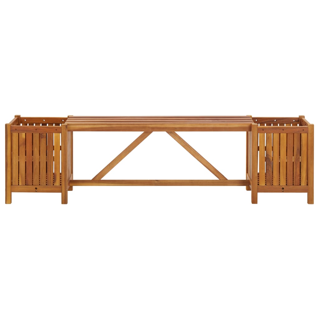 Tuinbank Met 2 Bloembakken Massief Acaciahout 150 x 30 x 40 cm Bruin