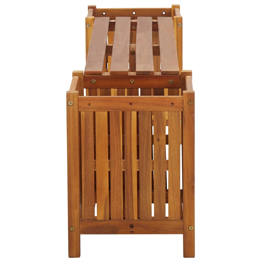 Tuinbank Met 2 Bloembakken Massief Acaciahout 150 x 30 x 40 cm Bruin