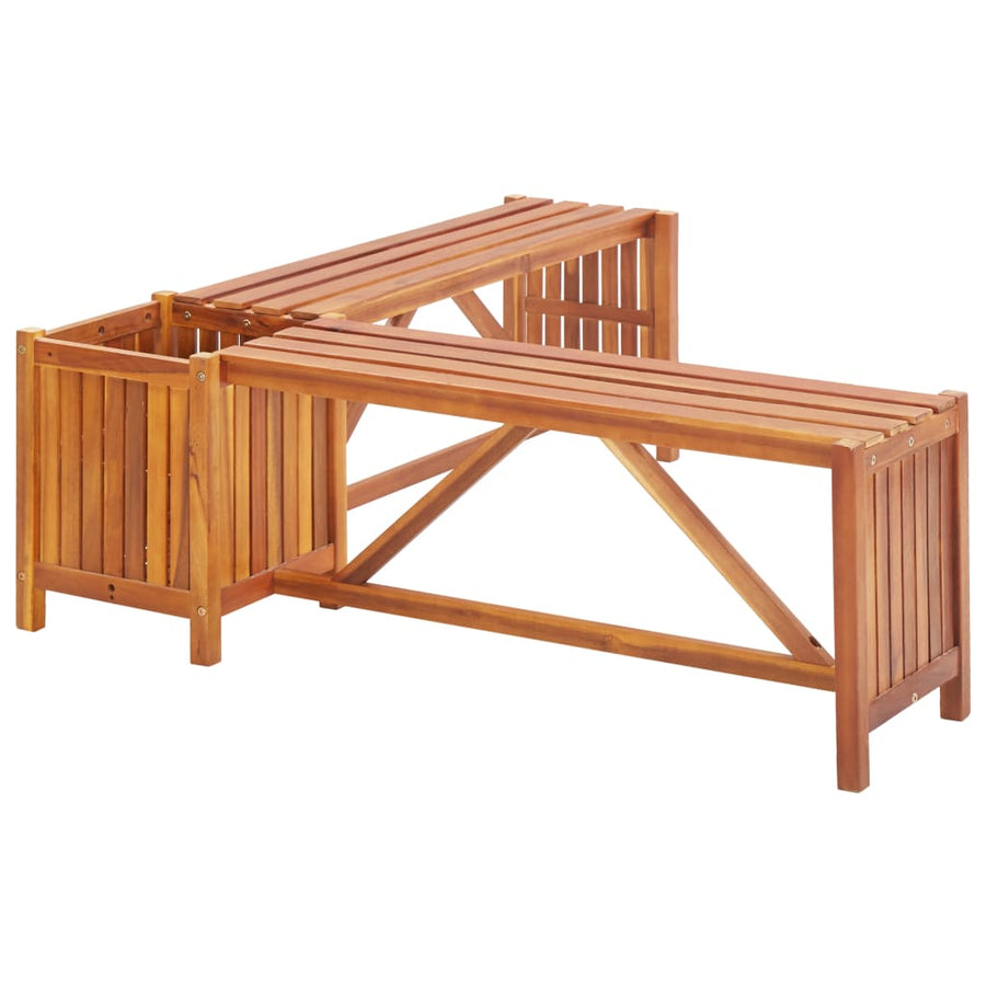 Tuinhoekbank Met Plantenbak Massief Acaciahout 117 x 117 x 40 cm Bruin