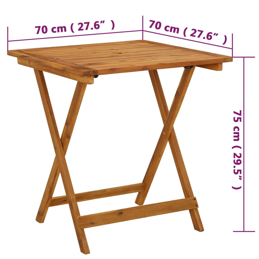 Tuintafel inklapbaar 70x70x75 cm massief acaciahout 70 x 70 x 75 cm