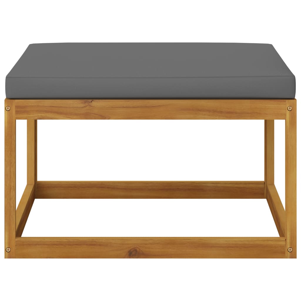 6-Delige Loungeset Met Kussens Massief Acaciahout Donkergrijs hoek + 2x midden + 2x voetensteun + Tafel