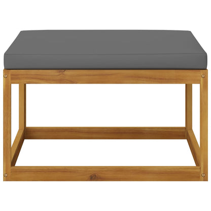 6-Delige Loungeset Met Kussens Massief Acaciahout Donkergrijs hoek + 2x midden + 2x voetensteun + Tafel