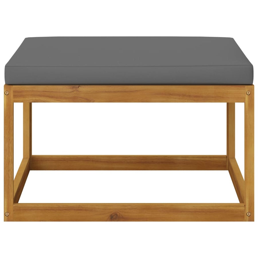 6-Delige Loungeset Met Kussens Massief Acaciahout Donkergrijs hoek + 2x midden + 2x voetensteun + Tafel