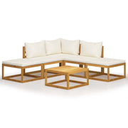 Loungeset 6-delig massief acaciahout crème